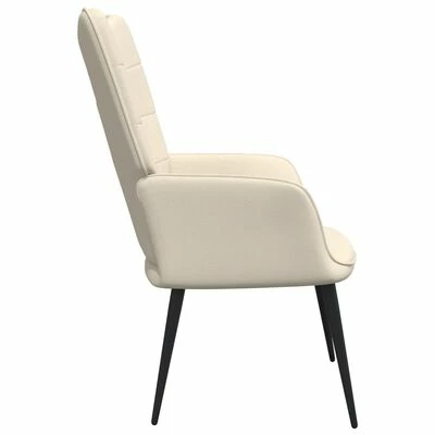 VidaXL Chaise de relaxation avec tabouret Crème Tissu 6 VidaXL Chaise de relaxation avec tabouret Crème Tissu – Image 4