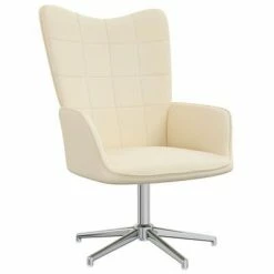 VidaXL Chaise de relaxation avec tabouret Crème Tissu -Fauteuils Soldes image 4 327998