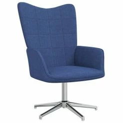 VidaXL Chaise de relaxation avec tabouret Bleu Tissu -Fauteuils Soldes image 4 328000