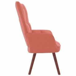 VidaXL Chaise de relaxation Rose Velours -Fauteuils Soldes image 4 328055