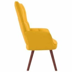 VidaXL Chaise de relaxation Jaune moutarde Velours 11 VidaXL Chaise de relaxation Jaune moutarde Velours -Fauteuils Soldes image 4 328058