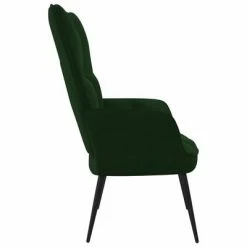VidaXL Chaise de relaxation Vert foncé Velours -Fauteuils Soldes image 4 328075