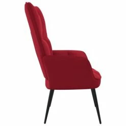 VidaXL Chaise de relaxation Rouge bordeaux Velours -Fauteuils Soldes image 4 328078