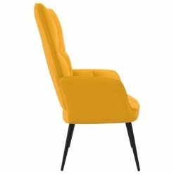 VidaXL Chaise de relaxation Jaune moutarde Velours -Fauteuils Soldes image 4 328080