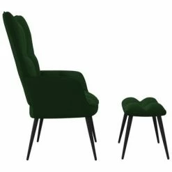 VidaXL Chaise de relaxation avec repose-pied Vert foncé Velours -Fauteuils Soldes image 4 328086