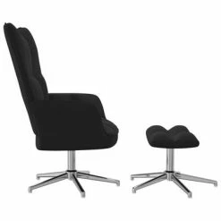 VidaXL Chaise de relaxation avec repose-pied Noir Velours -Fauteuils Soldes image 4 328134