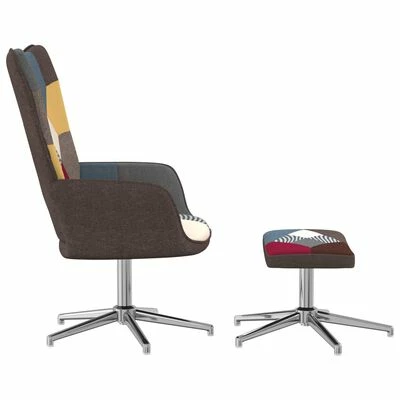 VidaXL Chaise de relaxation avec repose-pied Patchwork Tissu 6 VidaXL Chaise de relaxation avec repose-pied Patchwork Tissu – Image 4