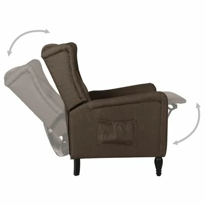 VidaXL Fauteuil inclinable Marron foncé Tissu 6 VidaXL Fauteuil inclinable Marron foncé Tissu – Image 4