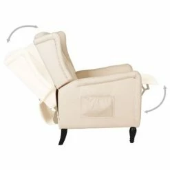 VidaXL Fauteuil inclinable Crème Tissu -Fauteuils Soldes image 4 329329