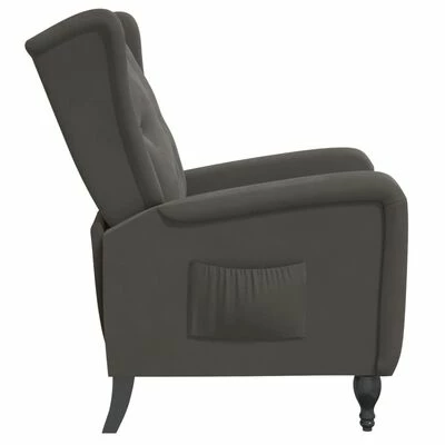VidaXL Fauteuil inclinable Gris foncé Velours 6 VidaXL Fauteuil inclinable Gris foncé Velours – Image 4
