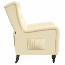 VidaXL Fauteuil inclinable Crème Velours -Fauteuils Soldes image 4 329350