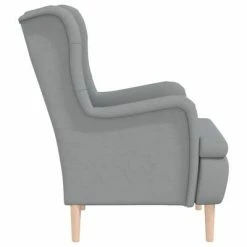VidaXL Fauteuil avec pieds en bois d'hévéa solide Gris clair Tissu -Fauteuils Soldes image 4 329384