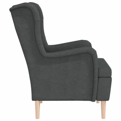 VidaXL Fauteuil avec pieds en bois d'hévéa solide Gris foncé Tissu 6 VidaXL Fauteuil avec pieds en bois d'hévéa solide Gris foncé Tissu – Image 4
