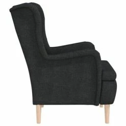 VidaXL Fauteuil avec pieds en bois d'hévéa solide Noir Tissu -Fauteuils Soldes image 4 329386