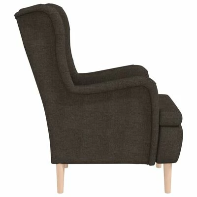 VidaXL Fauteuil avec pieds en bois d'hévéa solide Marron foncé Tissu 6 VidaXL Fauteuil avec pieds en bois d'hévéa solide Marron foncé Tissu – Image 4