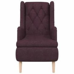 VidaXL Fauteuil avec pieds en bois d'hévéa solide Violet Tissu -Fauteuils Soldes image 4 329391