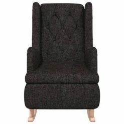 VidaXL Fauteuil avec pieds à bascule en bois d'hévéa Noir Tissu 11 VidaXL Fauteuil avec pieds à bascule en bois d'hévéa Noir Tissu -Fauteuils Soldes image 4 329407