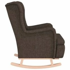 VidaXL Fauteuil avec pieds à bascule bois d'hévéa Marron foncé Tissu -Fauteuils Soldes image 4 329410