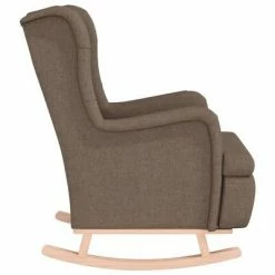 VidaXL Fauteuil avec pieds à bascule en bois d'hévéa Taupe Tissu -Fauteuils Soldes image 4 329413