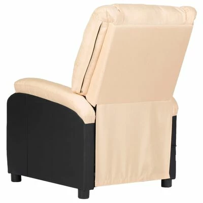 VidaXL Fauteuil inclinable TV Crème Similicuir et tissu 6 VidaXL Fauteuil inclinable TV Crème Similicuir et tissu – Image 4