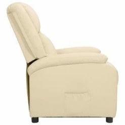 VidaXL Fauteuil inclinable Crème Cuir véritable 11 VidaXL Fauteuil inclinable Crème Cuir véritable -Fauteuils Soldes image 4 337049