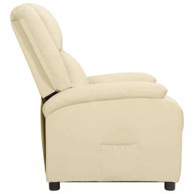 VidaXL Fauteuil inclinable Crème Cuir véritable 6 VidaXL Fauteuil inclinable Crème Cuir véritable – Image 4