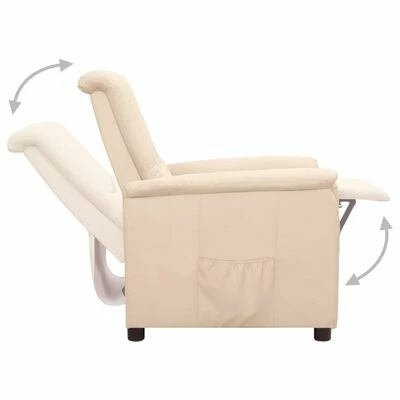 VidaXL Fauteuil inclinable Crème Tissu 6 VidaXL Fauteuil inclinable Crème Tissu – Image 4