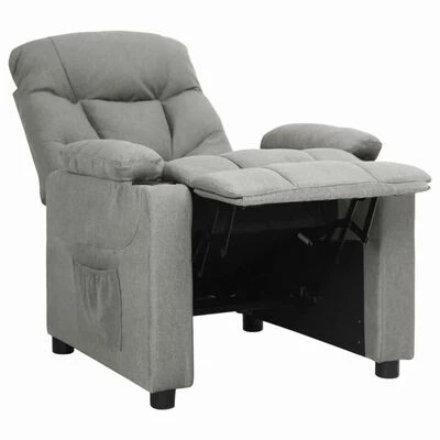 VidaXL Fauteuil inclinable Gris clair Tissu 6 VidaXL Fauteuil inclinable Gris clair Tissu – Image 4