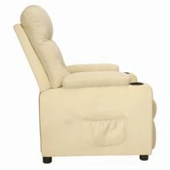 VidaXL Fauteuil inclinable Crème Tissu -Fauteuils Soldes image 4 339091