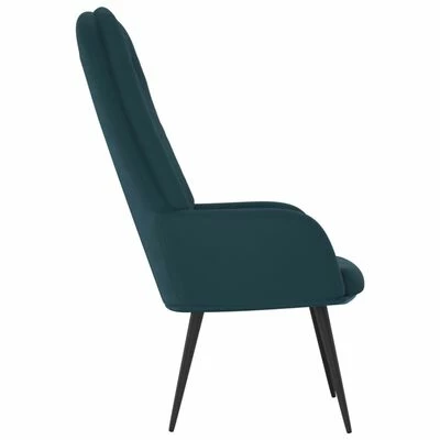 VidaXL Chaise de relaxation Bleu Velours 6 VidaXL Chaise de relaxation Bleu Velours – Image 4