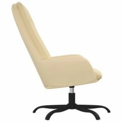 VidaXL Chaise de relaxation Blanc crème Velours -Fauteuils Soldes image 4 341214