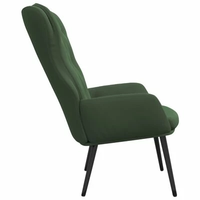 VidaXL Chaise de relaxation Vert foncé Velours 6 VidaXL Chaise de relaxation Vert foncé Velours – Image 4
