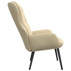 VidaXL Chaise de relaxation Blanc crème Velours -Fauteuils Soldes image 4 341238