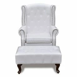VidaXL Fauteuil avec pouf Blanc -Fauteuils Soldes image 4 60653