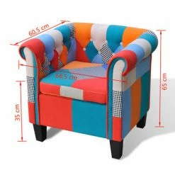VidaXL Fauteuil avec design de patchwork Tissu -Fauteuils Soldes image 5 241027