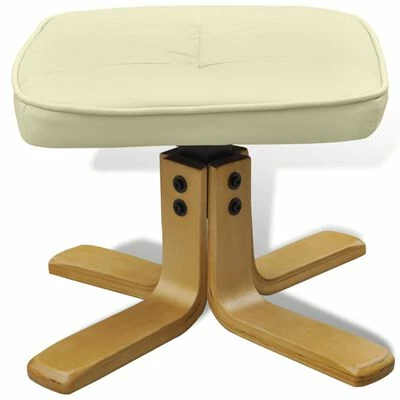 VidaXL Fauteuil avec repose-pied Blanc crème Similicuir 7 VidaXL Fauteuil avec repose-pied Blanc crème Similicuir – Image 5