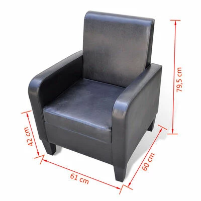 VidaXL Fauteuil Noir Similicuir 7 VidaXL Fauteuil Noir Similicuir – Image 5