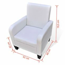 VidaXL Fauteuil Blanc Similicuir -Fauteuils Soldes image 5 241110