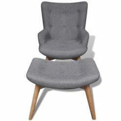 VidaXL Fauteuil avec repose-pied Gris Tissu 12 VidaXL Fauteuil avec repose-pied Gris Tissu -Fauteuils Soldes image 5 241673