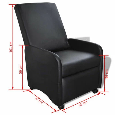 VidaXL Fauteuil pliable Noir Similicuir 7 VidaXL Fauteuil pliable Noir Similicuir – Image 5