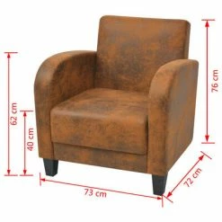 VidaXL Fauteuil Marron Similicuir daim -Fauteuils Soldes image 5 243588