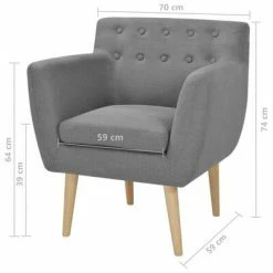 VidaXL Fauteuil Gris clair Tissu 11 VidaXL Fauteuil Gris clair Tissu -Fauteuils Soldes image 5 244065