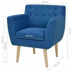 VidaXL Fauteuil Bleu Tissu -Fauteuils Soldes image 5 244067