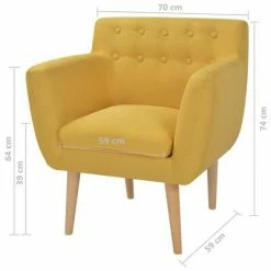 VidaXL Fauteuil Jaune Tissu -Fauteuils Soldes image 5 244069
