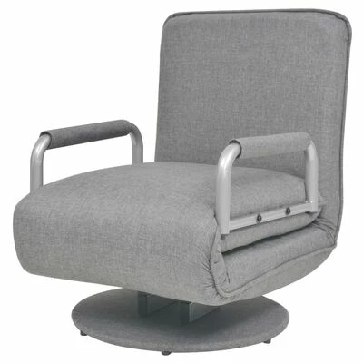 VidaXL Fauteuil pivotant et canapé-lit Gris clair Tissu 7 VidaXL Fauteuil pivotant et canapé-lit Gris clair Tissu – Image 5