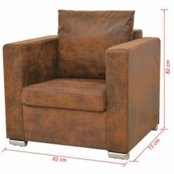 VidaXL Fauteuil Marron Similicuir daim -Fauteuils Soldes image 5 244701