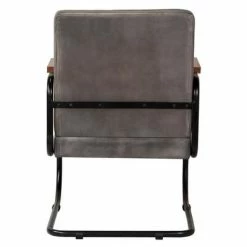 VidaXL Fauteuil Gris Cuir véritable -Fauteuils Soldes image 5 245181