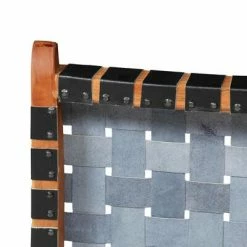 VidaXL Chaise pliable Bandes croisées Noir Cuir véritable -Fauteuils Soldes image 5 246366