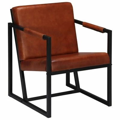 VidaXL Fauteuil Marron Cuir véritable 7 VidaXL Fauteuil Marron Cuir véritable – Image 5