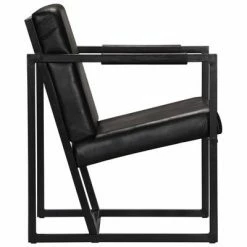 VidaXL Fauteuil Noir Cuir véritable -Fauteuils Soldes image 5 247801